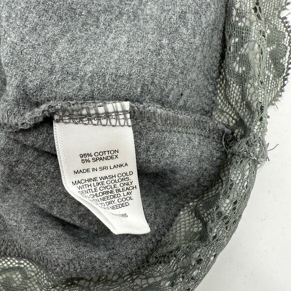 EXPRESS Lace Trim Bra Cami Tank Top Size M Dark Grey Stretch Romantic Preppy Y2K - Picture 4 of 6